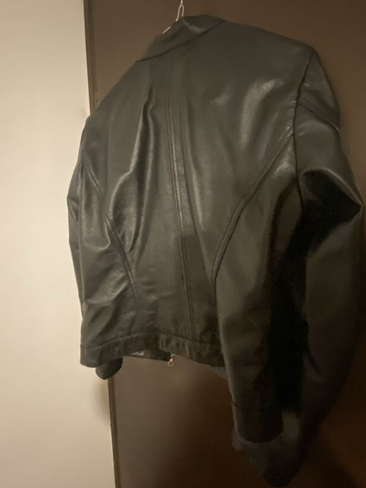 Кожено яке RESERVED, черно, естествена кожа