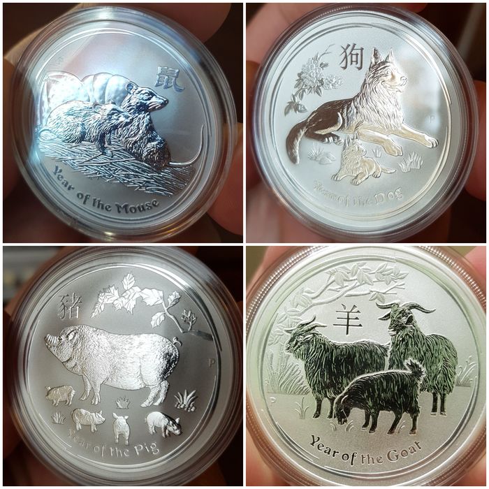 Perth Mint Lunar 1 si 2 complete monede lingou argint 999