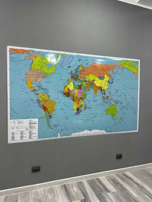 Новая карта мира Большой формат 250 см x 150 см