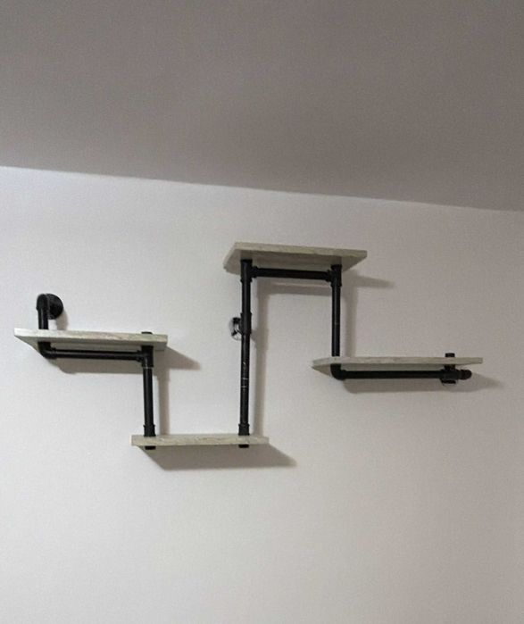 Raft decorativ stil industrial – 126×52 cm, 4 polițe, țeavă neagră