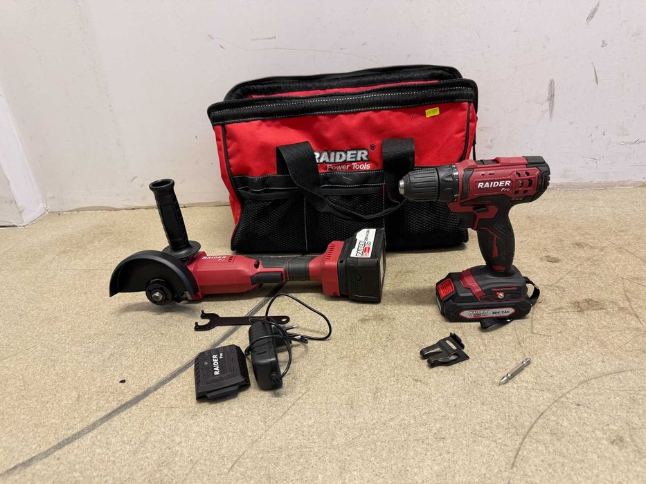 R20 Бормашина акум. 2-ск. 10mm 44Nm 20V + Ъглошлайф 2Ah 4 Ah + Чанта