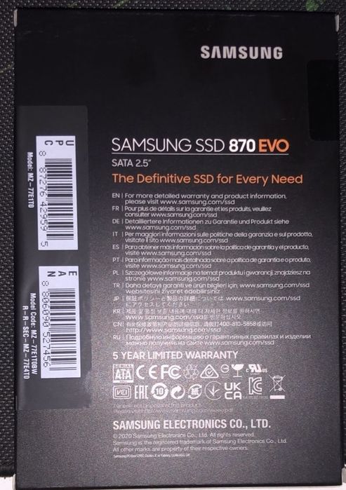 SSD.   Samsung.  870.  EVO. 1 Тб.  Новый