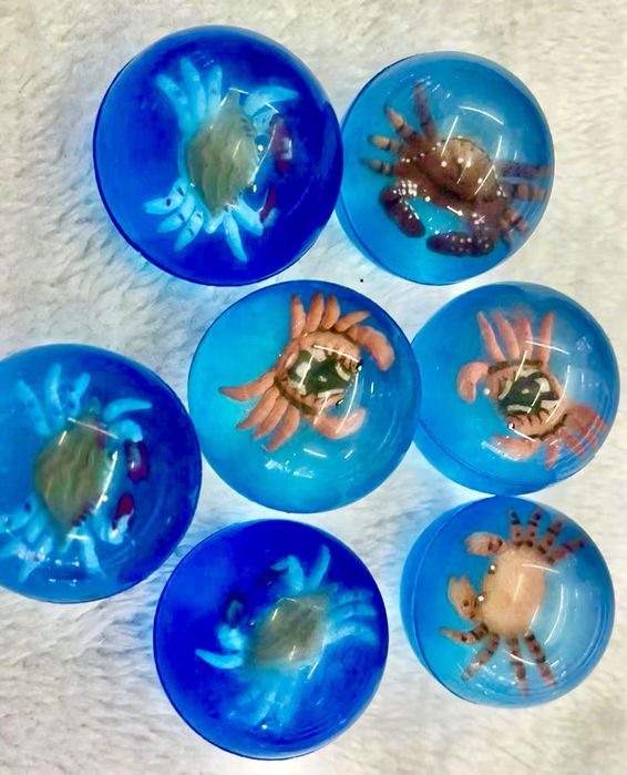 Подскачащи гумени топчета 45 мм динозаври, морски свят 3D и микс