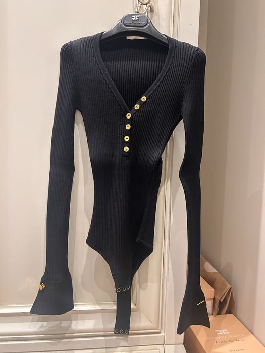 Elisabetta Franchi плативо боди с интересни ръкави и лого детайли