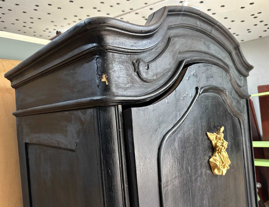 Sifonier Art Nouveau; Vintage din Lemn masiv cu element auriu; Dulap