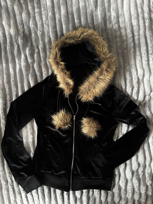 Luxury Black Velvet Hoodie with Faux Fur Custom Statement Piece