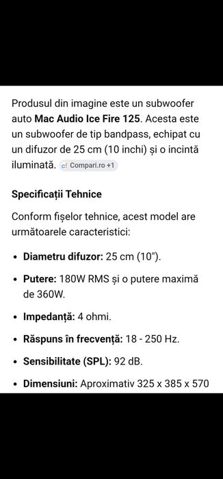 Subwoofer auto și 2 difuzoare de 320 W ( 3 Piese)