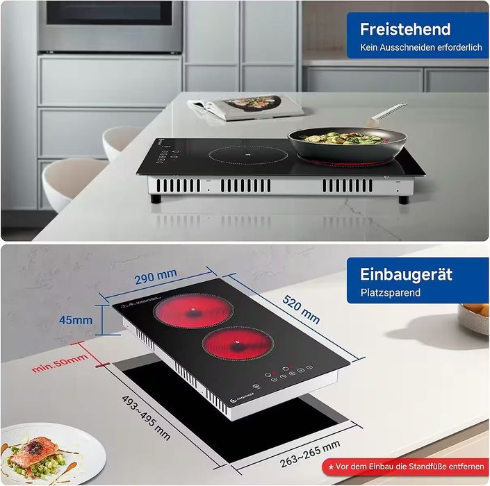 Електрически котлон плот за вграждане AMZCHEF – 2 плочи, 3200 W