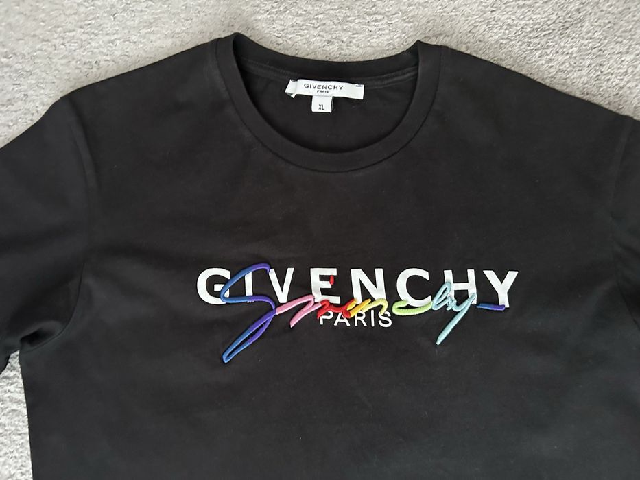 Givenchy Black Logo Embroidered Cotton T-Shirt XL