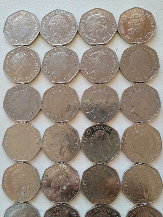 Английски Монети 50p Английски Пенс. Колекция от Най-Редките, Юбилейни и Скъпи 50 Пенса