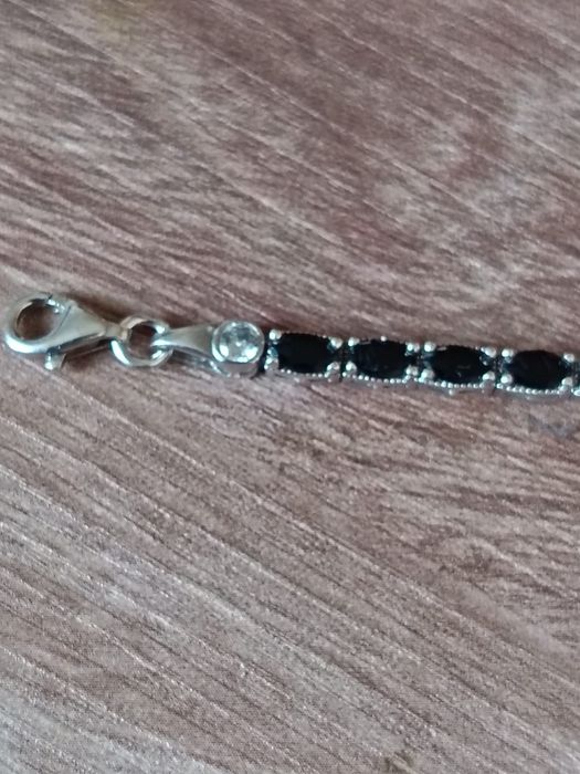 Bratara din argint 925 cu pietre negre Marquise