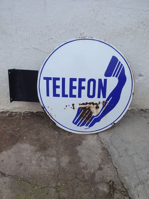 Panou TELEFON vechi din tablă emailată