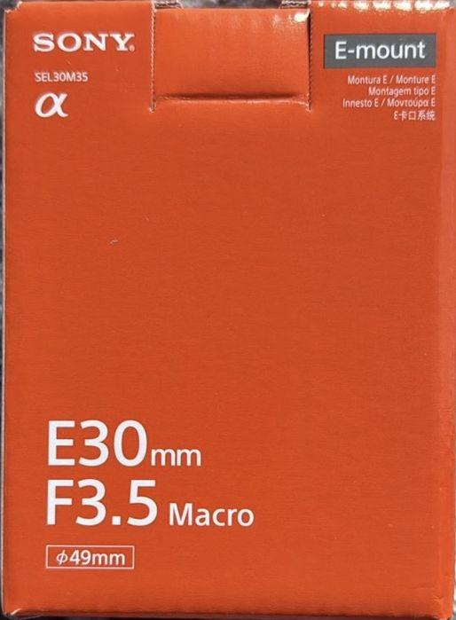 Obiectiv Sony SEL30M35, E-Mount, 30mm, F3.5 Macro, Fullbox, Nou