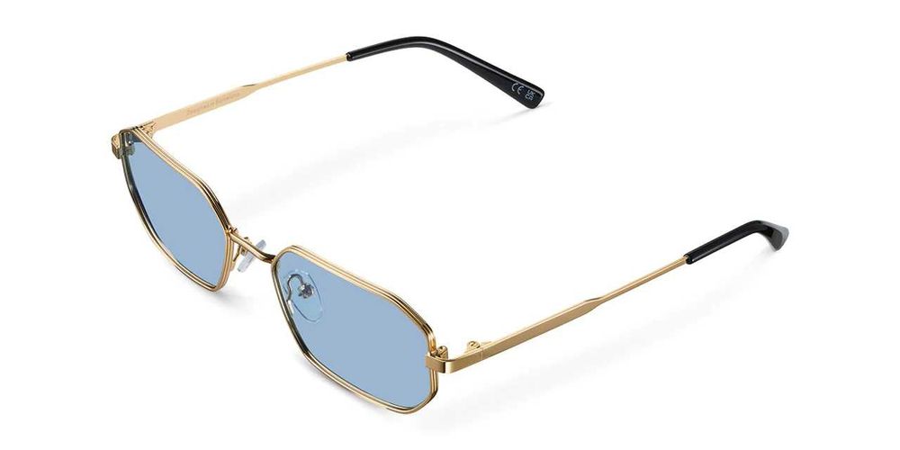 Meller Idir Unisex Слънчеви Очилa със Златна Метална Рамка и Сини Поляризирани Стъкла I-GOLDBLUE