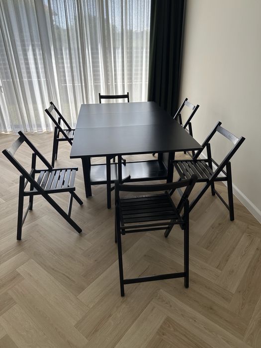 Set masă pliantă cu 6 scaune incluse Wenge