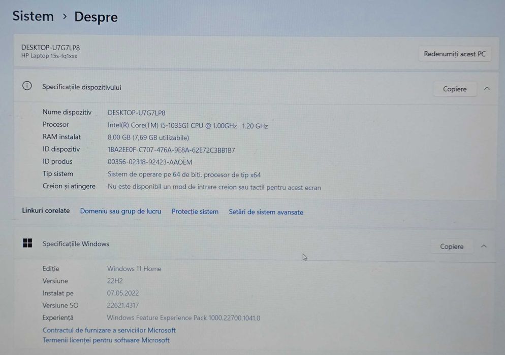 Laptop HP i5-1035G1, 15.6", Full HD, 8GB, 512GB SSD