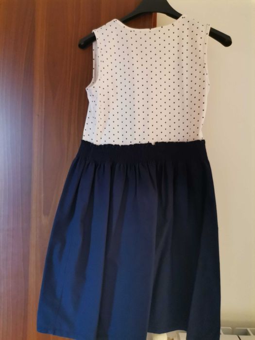 Рокля за момиче, размер 152, бяло и синьо