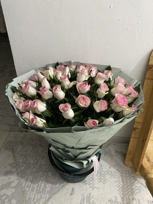 розовые розы, 51штук