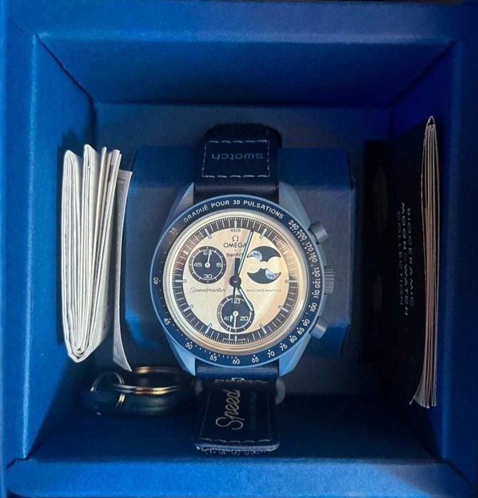 Ceas SWATCH BIOCERAMIC Moonswatch Mission TO THE SUPER BLUE Moonphase