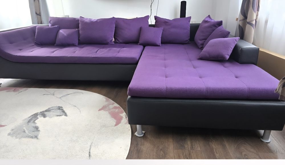 Coltar Casa Rusu, piele ecologica  si tapiterie , 300×200 si perne