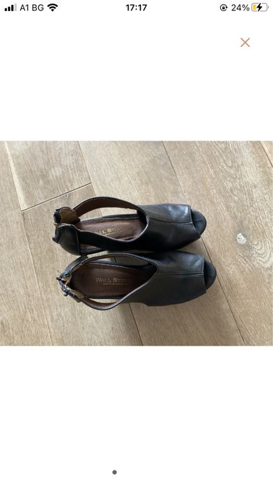 Кожени сандали на платформа размер 36