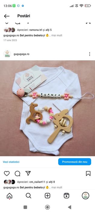 Set cadou bebeluși / cadou botez / jucării din lemn / zornăitoare lemn