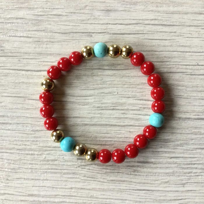 НОВА оригинална дубайска червена гривна от скъпоценен камък от Дубай