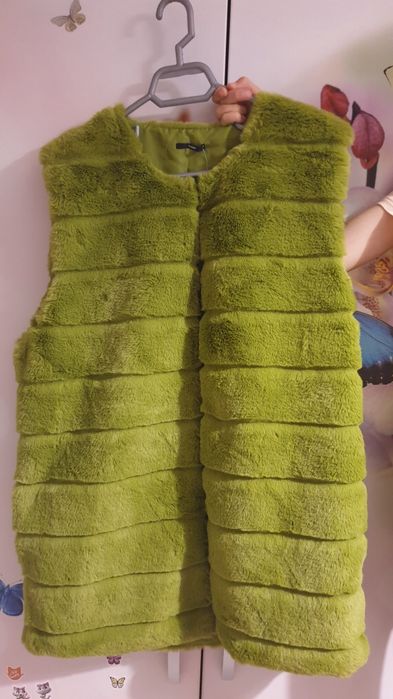 Vestă blana roz/ verde