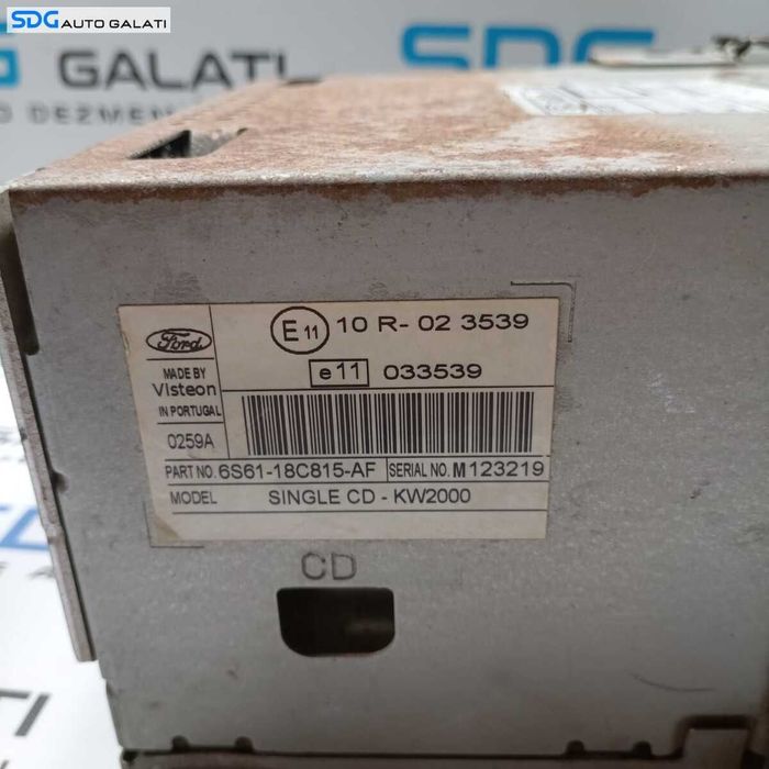 Unitate Radio CD Player Ford Fiesta MK 5 2002 - 2008 Cod 6S61-18C815-AF 033539 [2442]