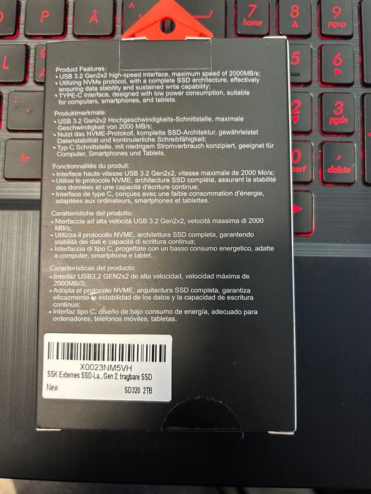 SSD extern SSK –2TB 2000MB/S, USB 3.2 Gen 2x2, ultra-rapid și compact