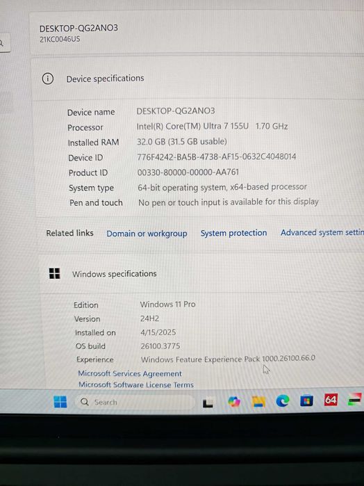 Lenovo Thinkpad X1 Carbon 12 Gen, i7 155u, 32GB DDR5X, 512GB NVME