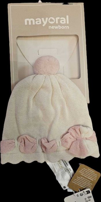 Шапка за бебе момиче Mayoral - розово и бежаво