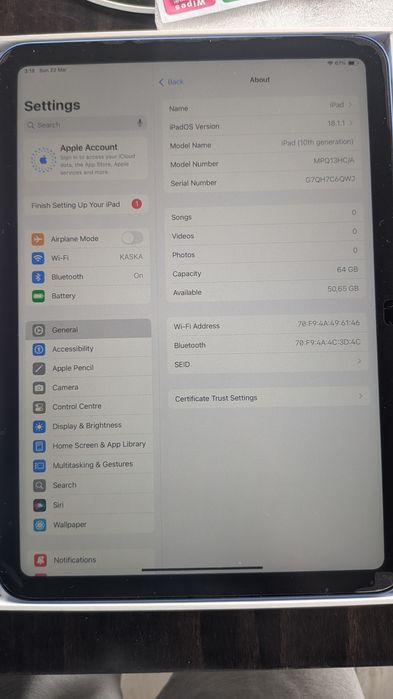 Apple Ipad 10th generation 64GB. Като НОВ. Гаранция!
