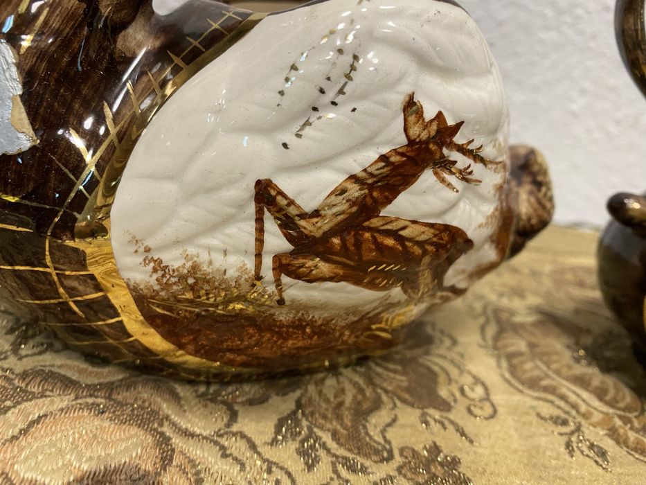 Ваза кутия Двоен сет от порцелан белгия с ловен мотив