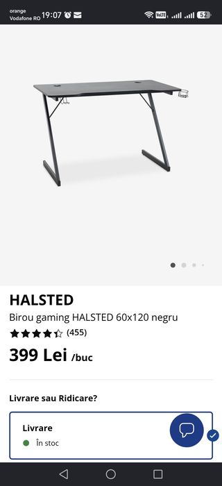 Birou gaming JYSK HALSTED 120×60 cm