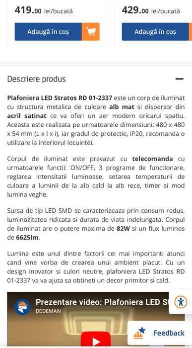 Plafoniera Led 2 buc