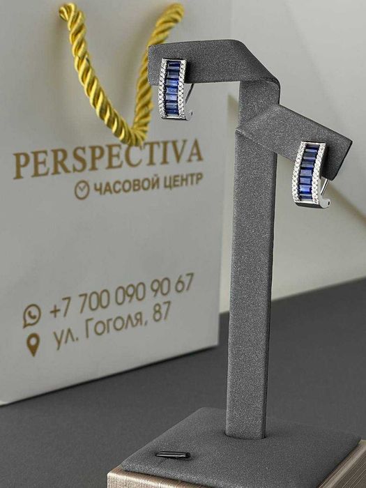 Золотые серьги с сапфирами и бриллиантами