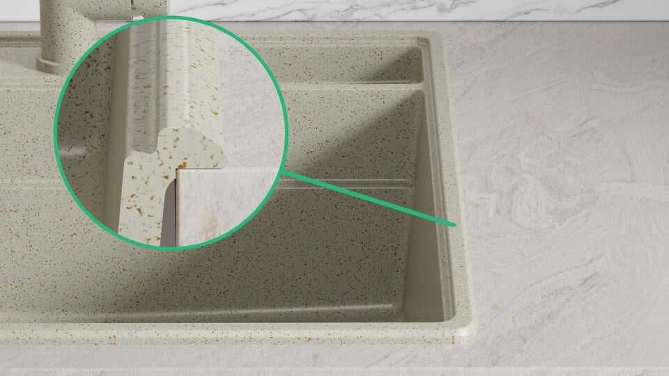 Беж кухненска мивка от гранит Ню Йорк 60 Multispace 580 x 530 мм