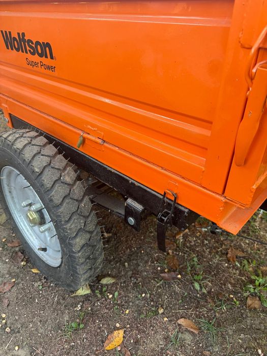 Remorcă motocultor Wolfson 500 kg, basculabilă, cu frână și suspensie