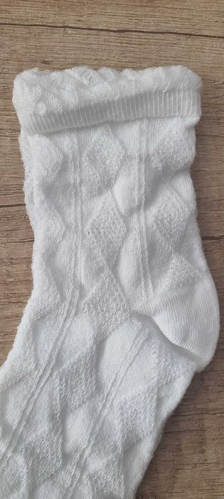 5 бр. елегантни дамски бели чорапки с цветя, one size