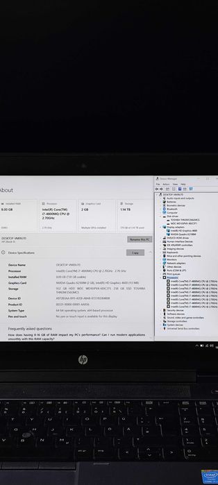 Vand laptop i7 2.700 Ghz 8 GB ram SSD 256 GB placa video 2 GB dedicata
