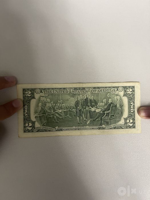 Купюра 2 доллара и 1 доллар