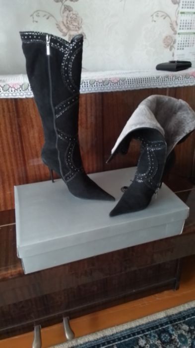 Сапоги зимние замша