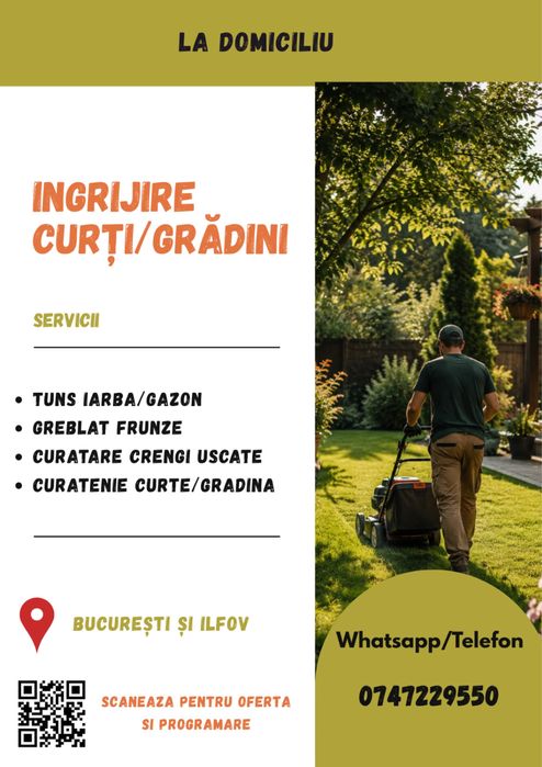 Îngrijire grădini • Tuns gazon • Curățare curți • Servicii rapide