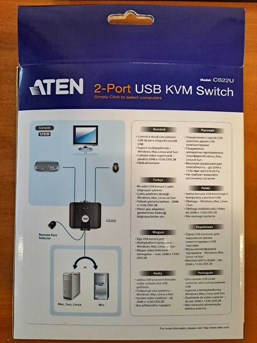 Switch KVM Aten CS22U 2-port