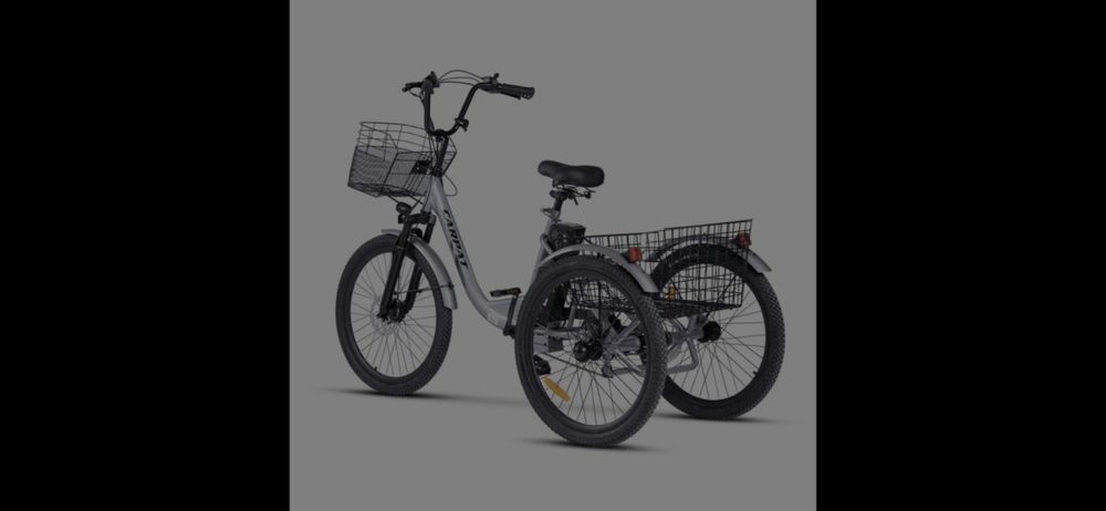 Tricicleta Electrica 24" cu Motor 250W, Baterie 48V 10.4Ah si 7 Schimbator Viteze Shimano – Cosuri Fata/Spate Incluse Noua cumpărată în vară  cu factu