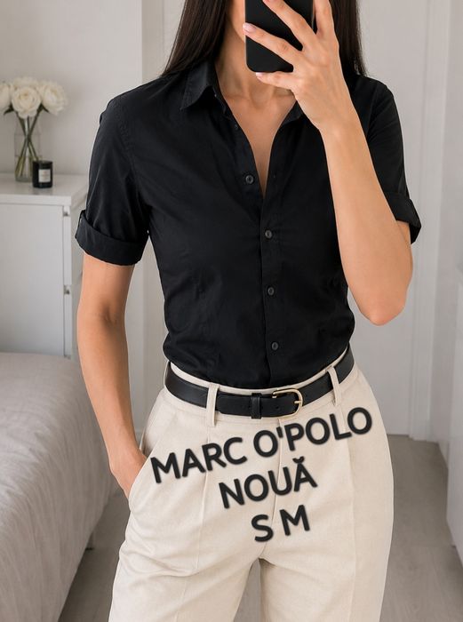 Cămașă Marc O'Polo Stretch S M neagră bumbac nouă premium maneca scurta vara