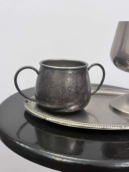 Set din metal argintat format din 3 piese bibelou bibelouri vaza