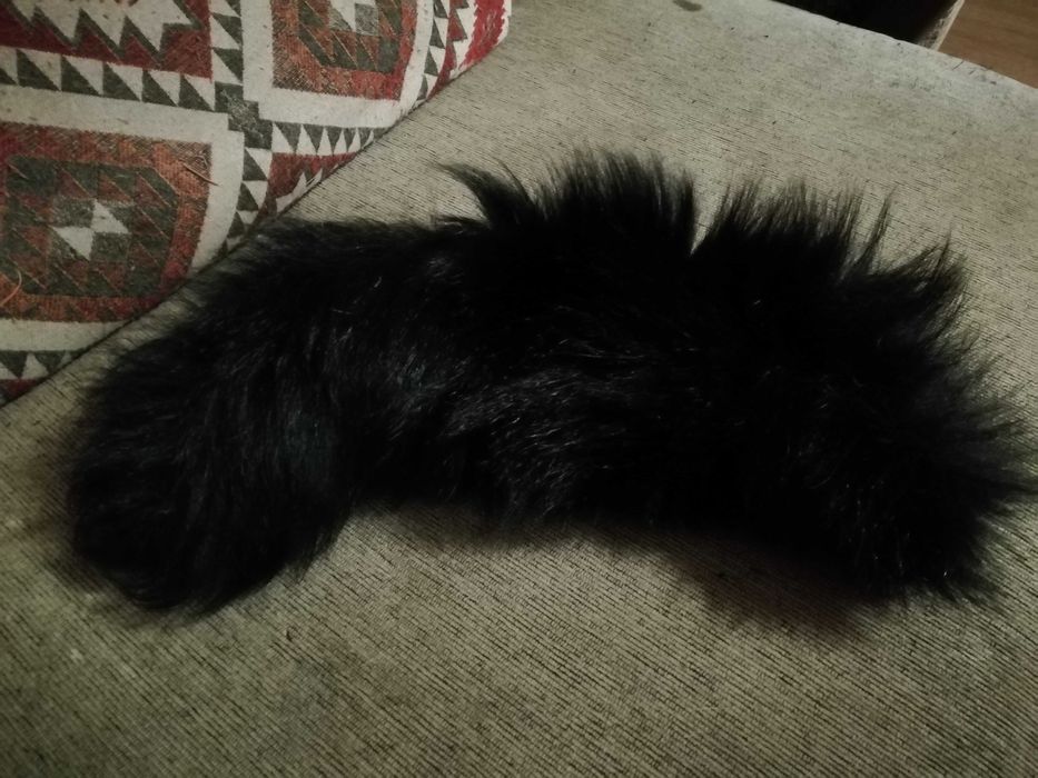 Луксозна кожена дамска чанта кожа –черна  лисица, форма лисичка