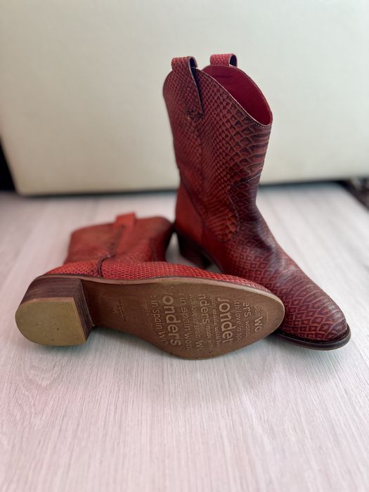 Wonders Boots Dark Red piele naturală